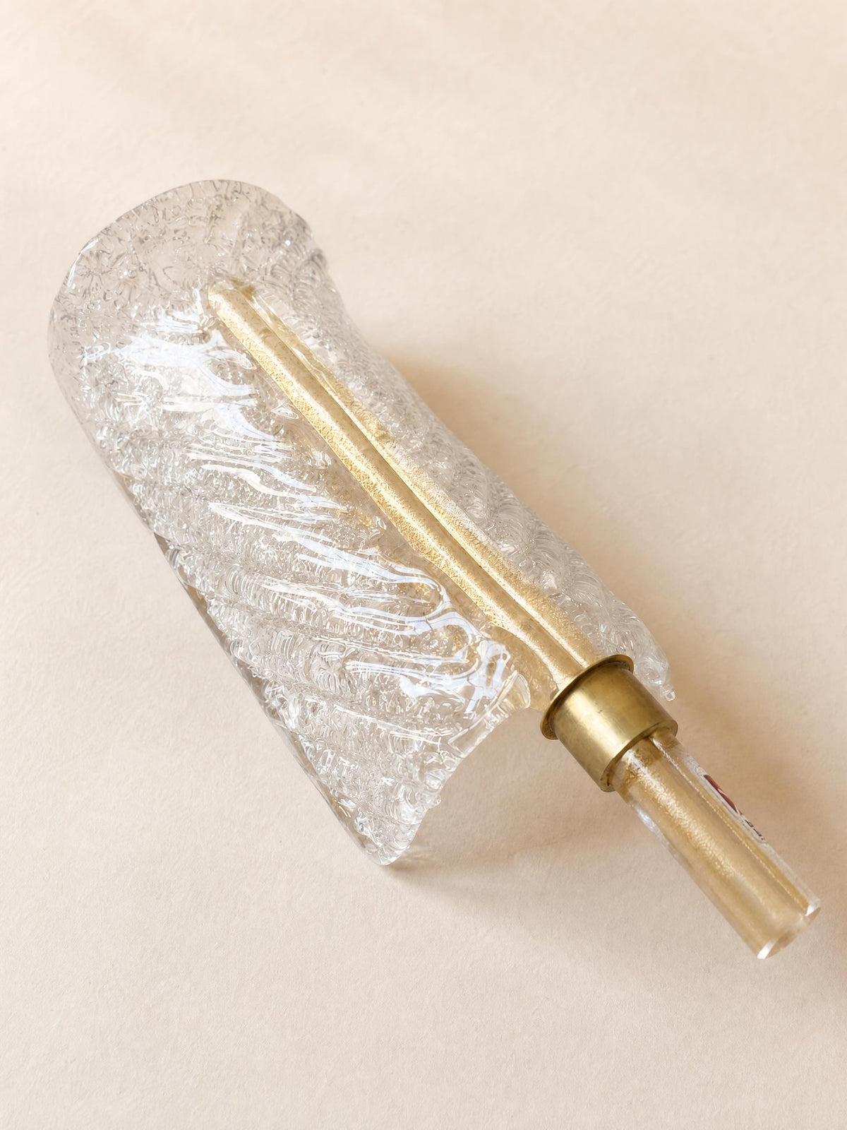 Italian 80s Murano Glass Wall Sconces | Barovier & Toso Brass Wall Lights Pair — photo 7