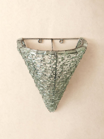 1 of 5 French 70s Glass Wall Sconces | Sculptural Wired Slab Glass Light — photo 4
