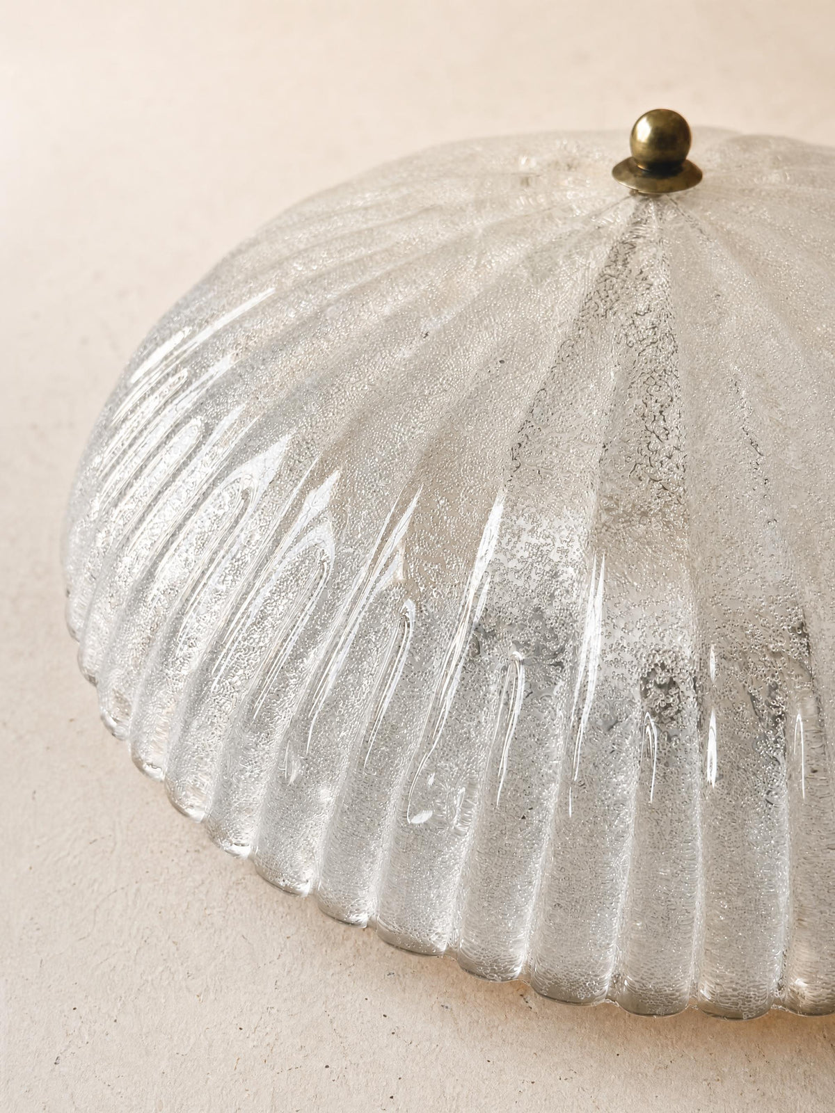 Italian 70s Textured Murano Glass Ceiling Lamp | Flush Mount Light — photo 7