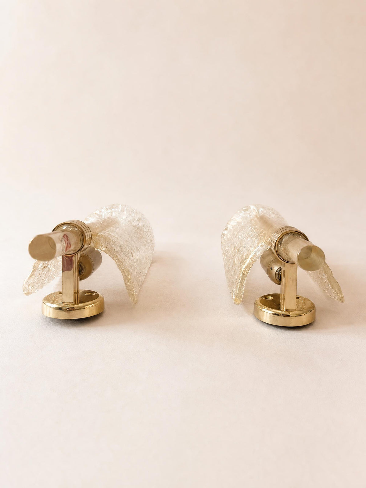 Italian 80s Murano Glass Wall Sconces | Barovier & Toso Brass Light Pair — photo 4