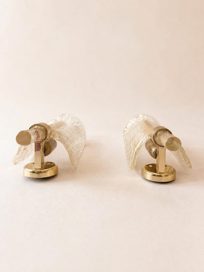Italian 80s Murano Glass Wall Sconces | Barovier & Toso Brass Light Pair — photo 4