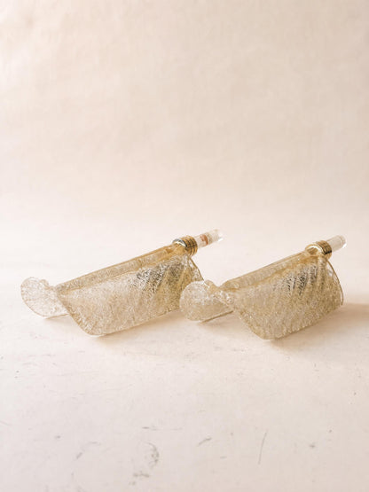 Italian 80s Murano Glass Wall Sconces | Barovier & Toso Brass Light Pair — photo 2