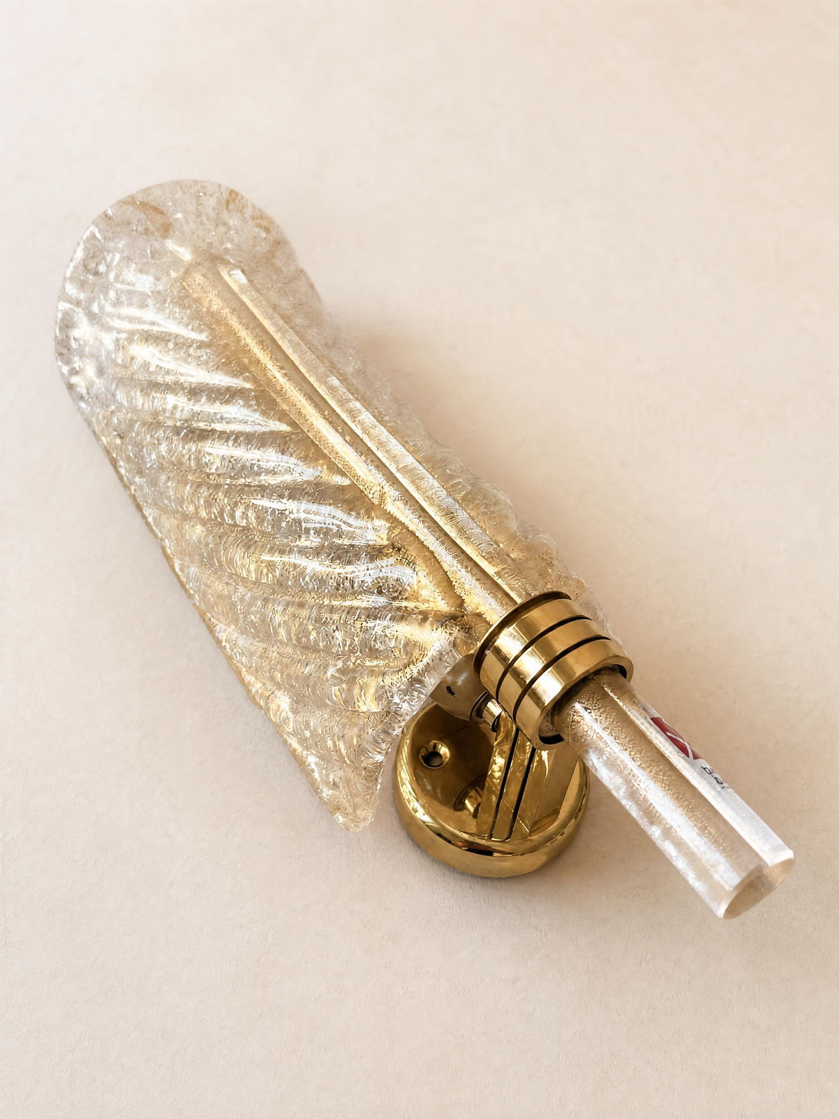 Italian 80s Murano Glass Wall Sconces | Barovier & Toso Brass Light Pair — photo 6