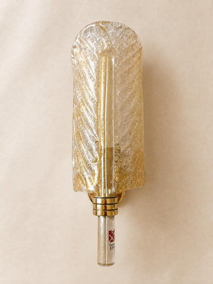 Italian 80s Murano Glass Wall Sconces | Barovier & Toso Brass Light Pair — photo 7
