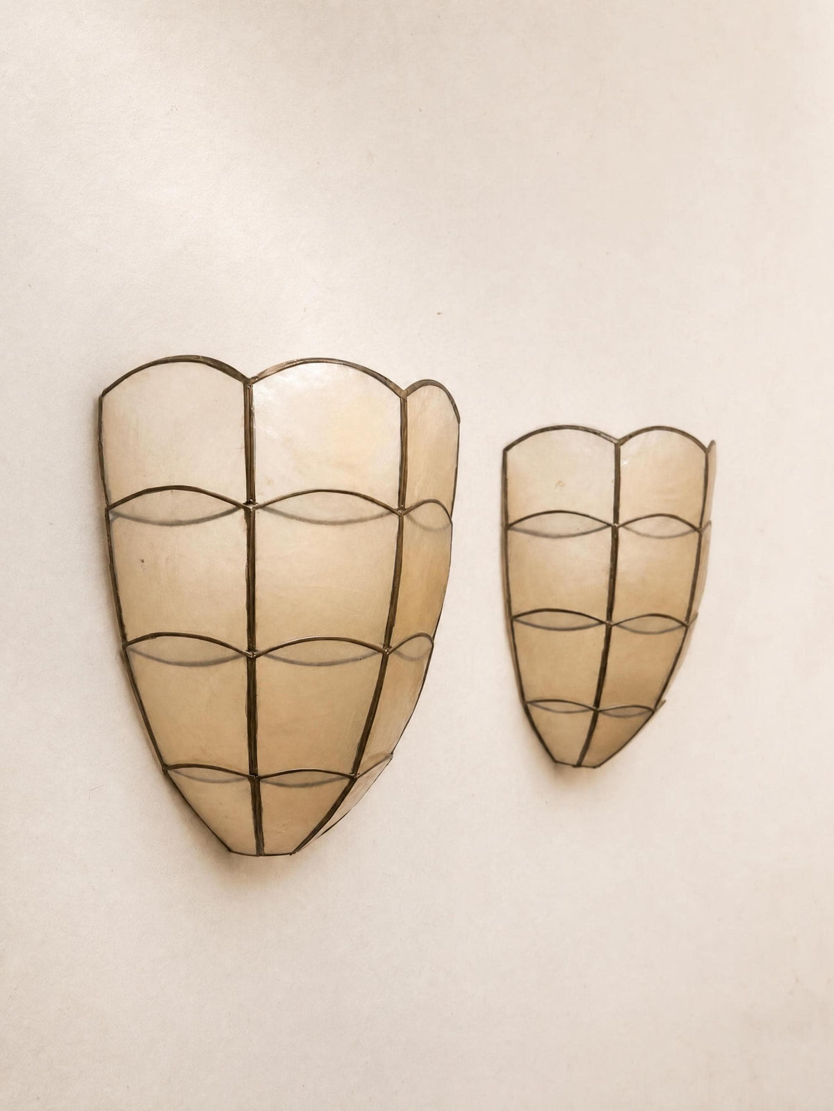 Pair of Vintage Capiz Shell Wall Sconces | Organic Modern Shell Wall Lights — photo 5