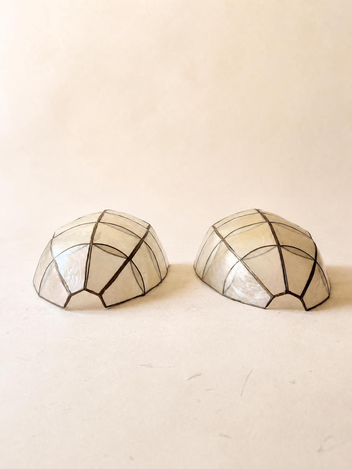 Pair of Vintage Capiz Shell Wall Sconces | Organic Modern Shell Wall Lights — photo 3