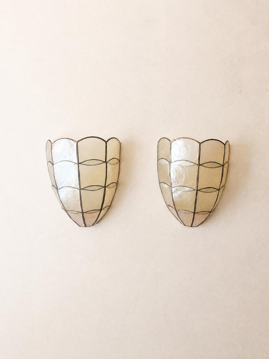 Pair of Vintage Capiz Shell Wall Sconces | Organic Modern Shell Wall Lights — photo 1