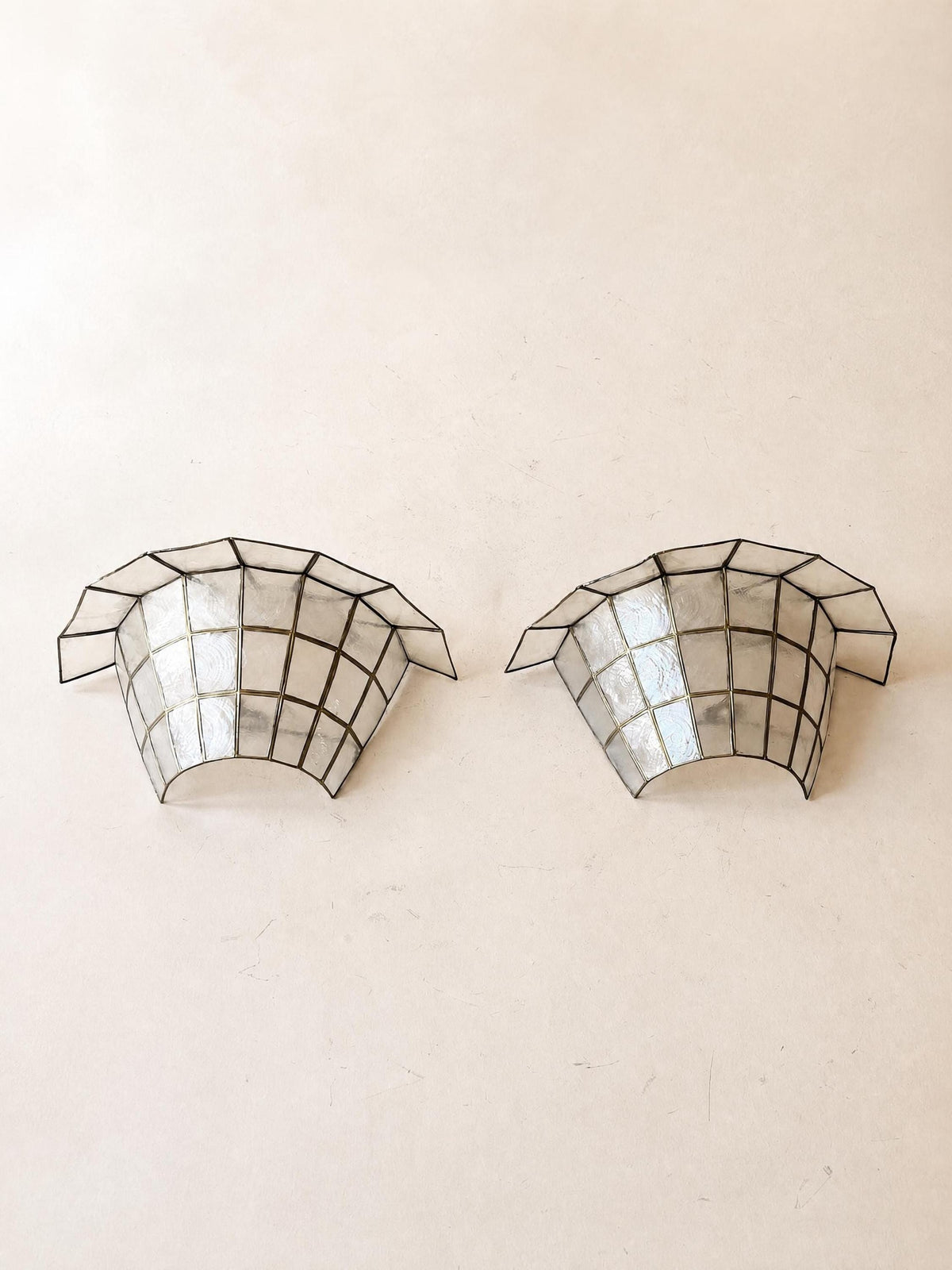 Pair of Art Deco Style Capiz Shell Wall Lights | Sculptural Pagoda Form Sconces — photo 4