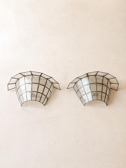 Pair of Art Deco Style Capiz Shell Wall Lights | Sculptural Pagoda Form Sconces — photo 4