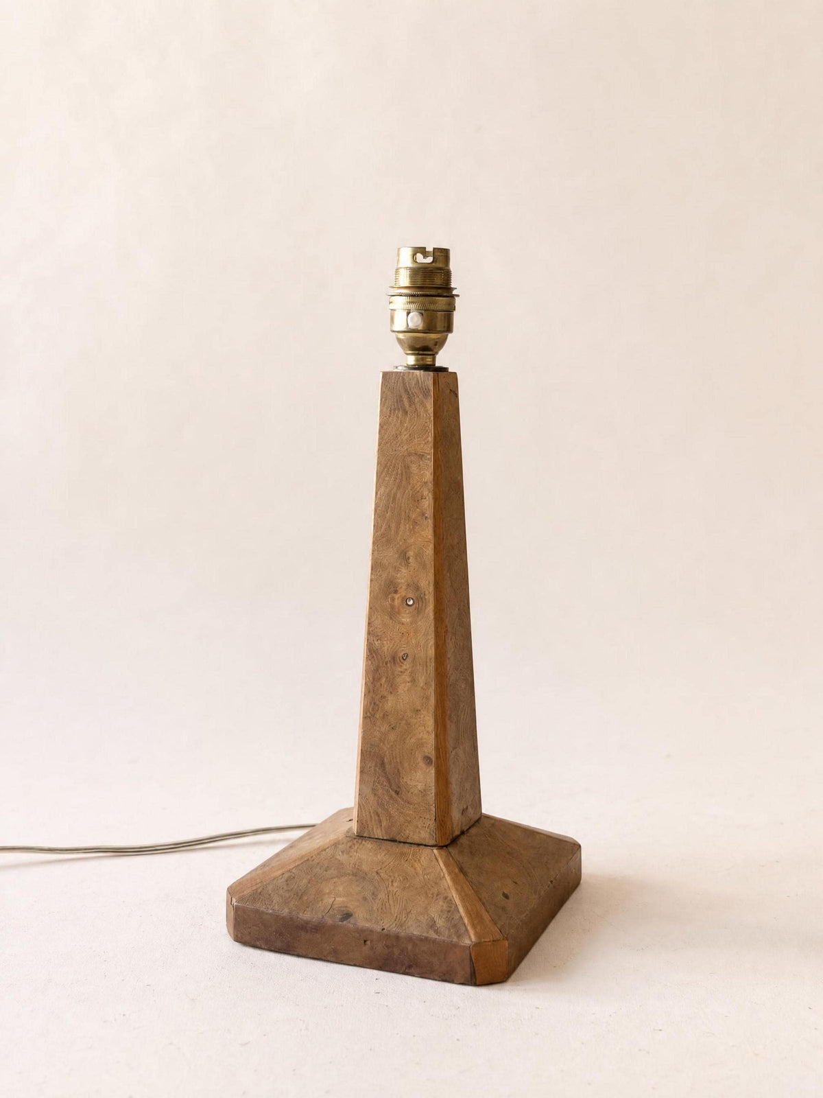French 1940s Art Deco Wood Table Lamp Base with Brass Socket — photo 3