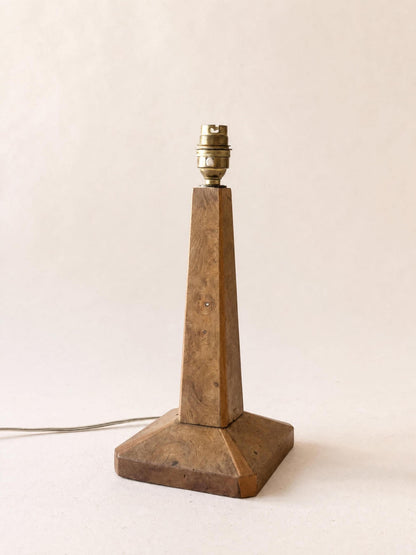French 1940s Art Deco Wood Table Lamp Base with Brass Socket — photo 3