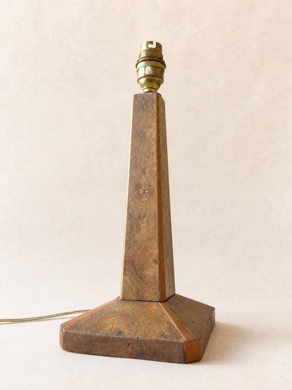 French 1940s Art Deco Wood Table Lamp Base with Brass Socket — photo 4