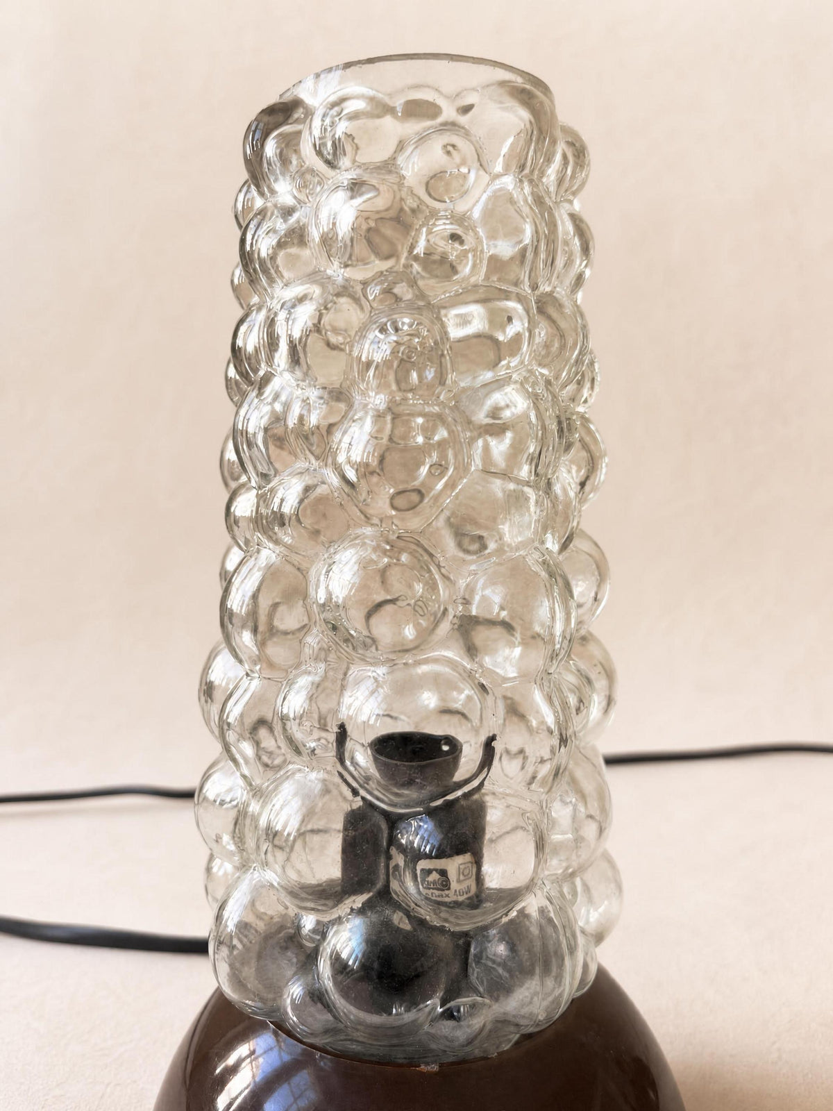 German 70s Bubble Glass Table Lights | Pair of Textured Bedside Lamps — photo 6