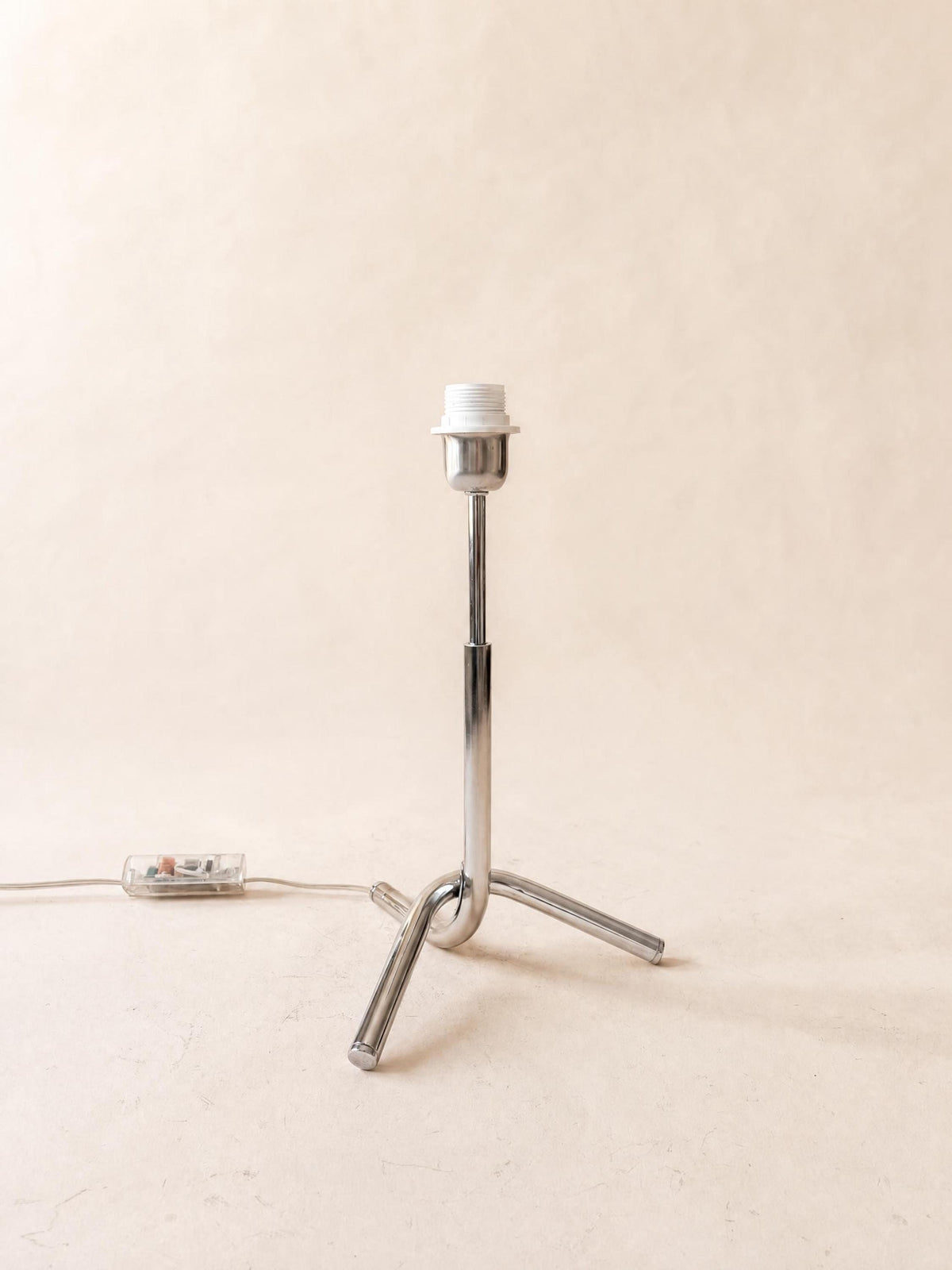 Vintage Chrome Table Lamp Base | Sculptural Tripod Desk Light — photo 5