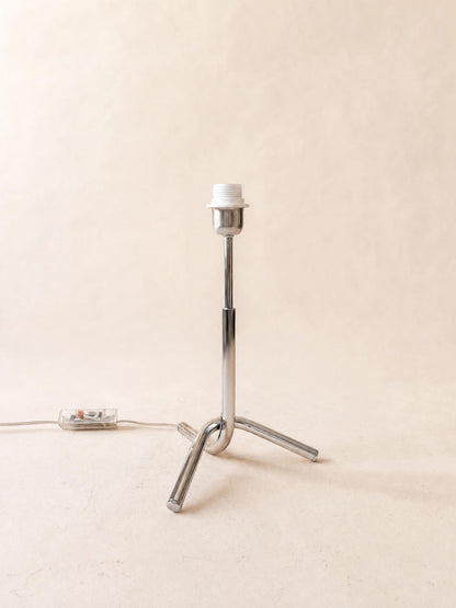 Vintage Chrome Table Lamp Base | Sculptural Tripod Desk Light — photo 5