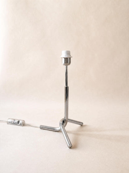 Vintage Chrome Table Lamp Base | Sculptural Tripod Desk Light — photo 3