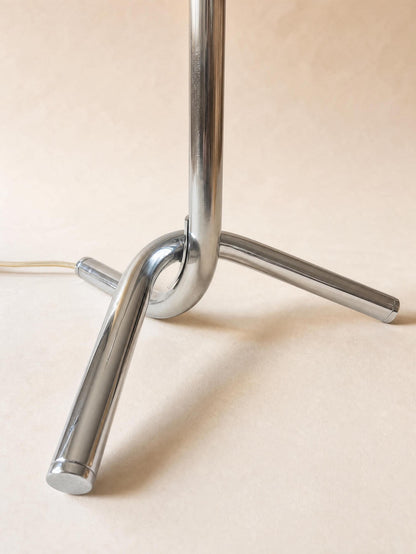 Vintage Chrome Table Lamp Base | Sculptural Tripod Desk Light — photo 6