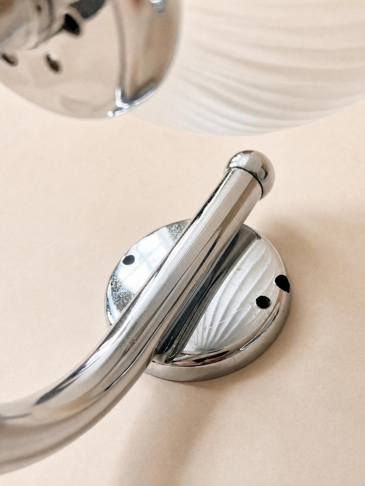 Italian 80s Frosted Glass Wall Sconces, Pair of Chrome Globe Wall Lights — photo 7