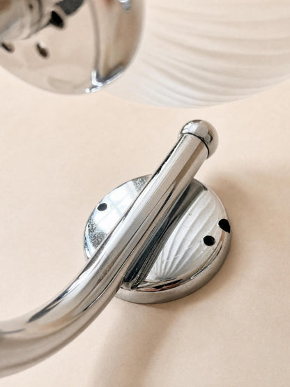 Italian 80s Frosted Glass Wall Sconces, Pair of Chrome Globe Wall Lights — photo 7