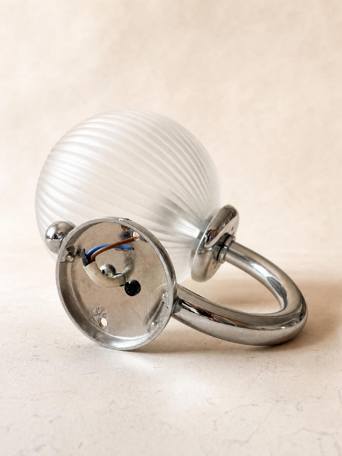 Italian 80s Frosted Glass Wall Sconces, Pair of Chrome Globe Wall Lights — photo 8