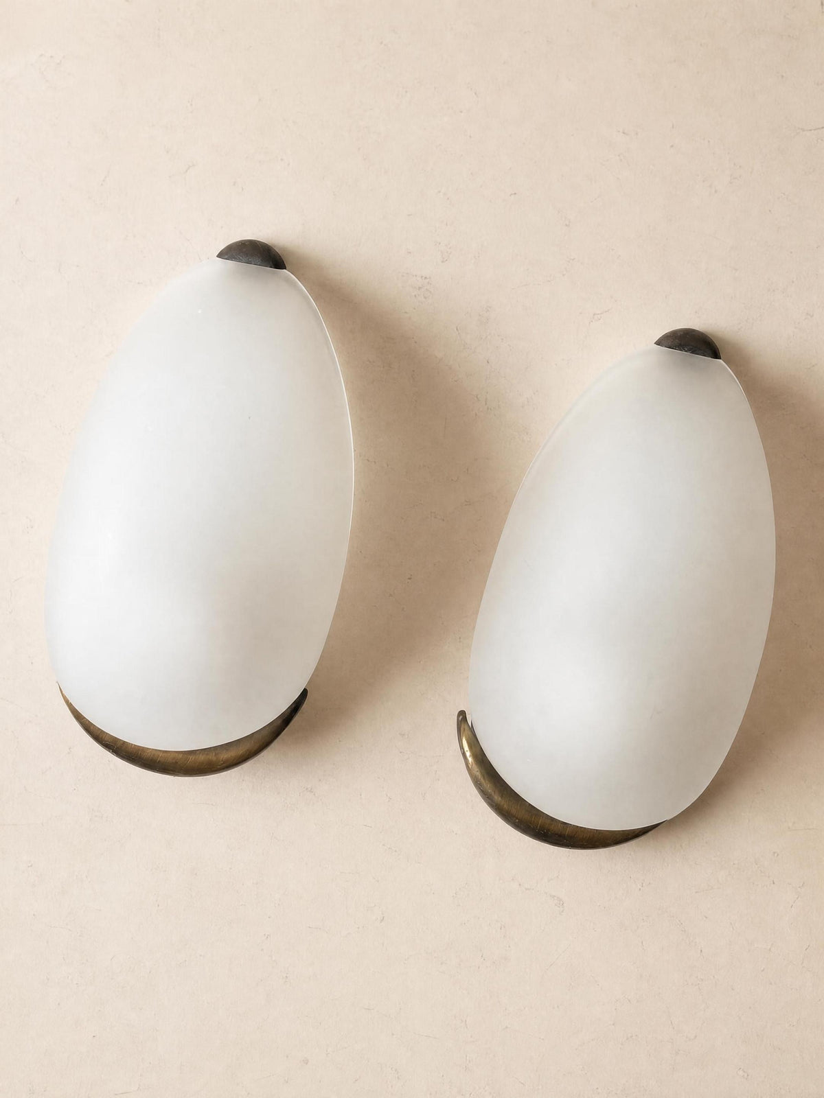 Italian 90s Frosted Glass Wall Sconces, Pair of Organic Modern Wall Lights — photo 7