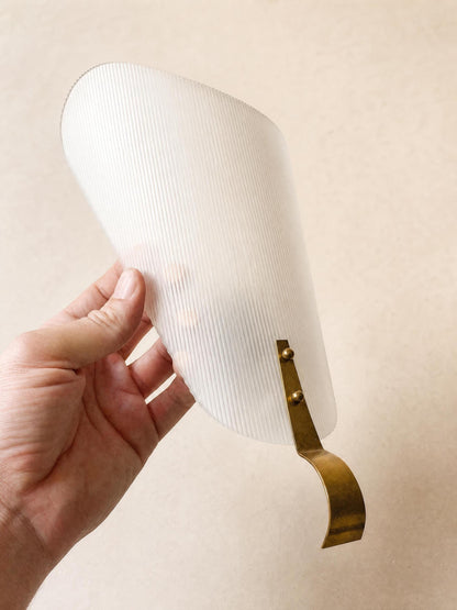 Italian 50s Perspex Wall Sconces with Brass, Pair of Sculptural Wall Lights — photo 4