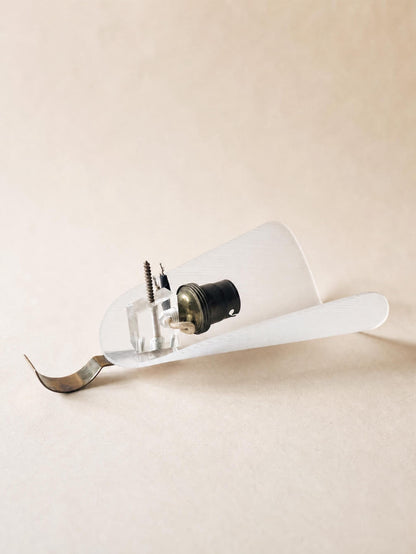 Italian 50s Perspex Wall Sconces with Brass, Pair of Sculptural Wall Lights — photo 8