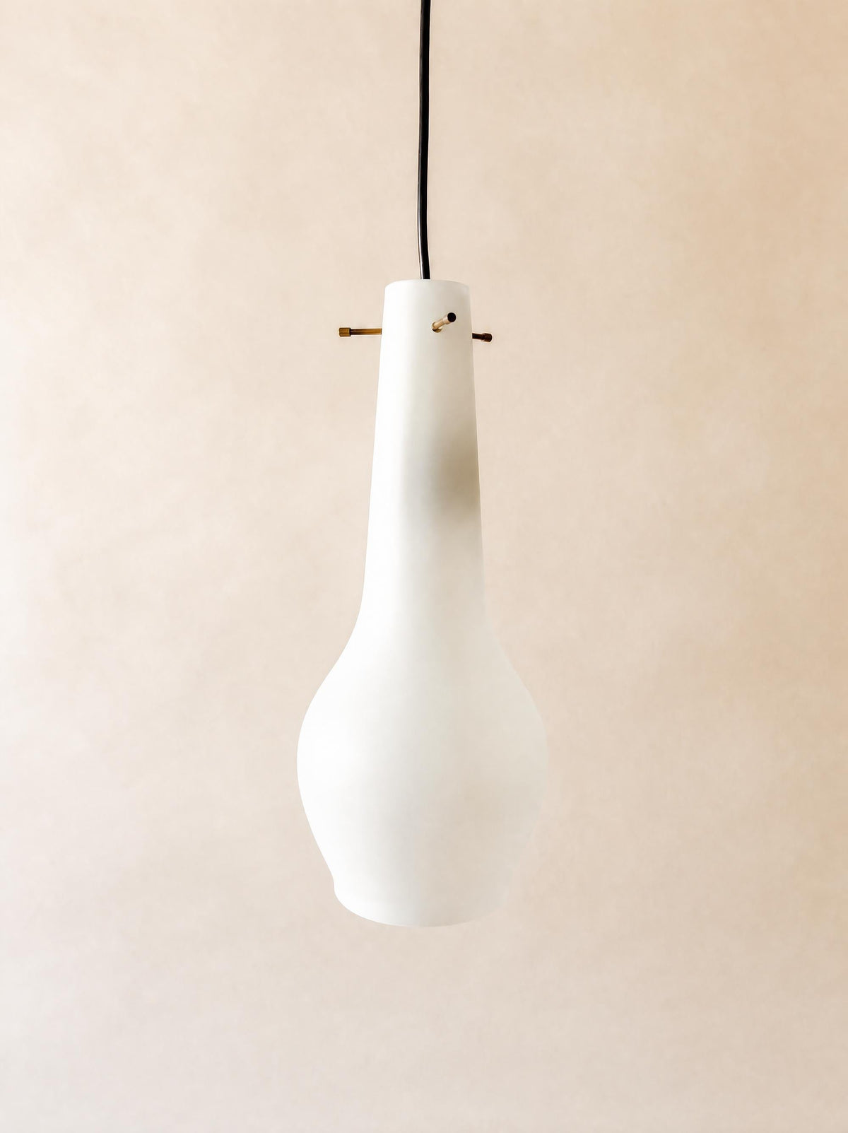 Vintage Italian 60s Murano Glass Pendant Light, Frosted Hanging Lamp, Venini Style — photo 1