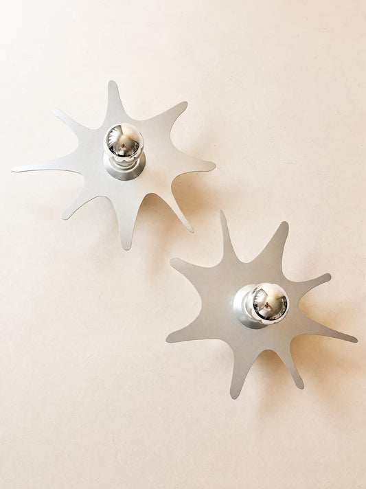 Rare Vintage 2000s Massive Aluminium Wall Lights, Organic Splash Design — photo 1