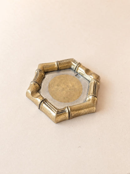 David Marshall Vintage Faux Bamboo Ashtray in Bronze and Brass — photo 1