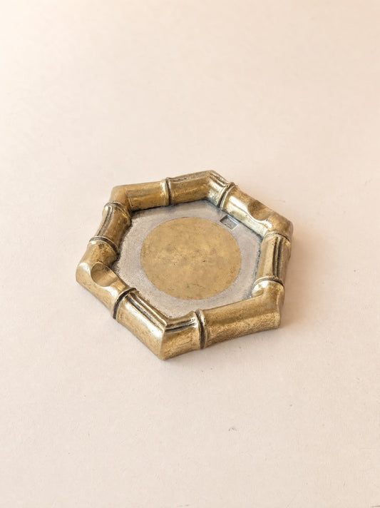 David Marshall Vintage Faux Bamboo Ashtray in Bronze and Brass — photo 1