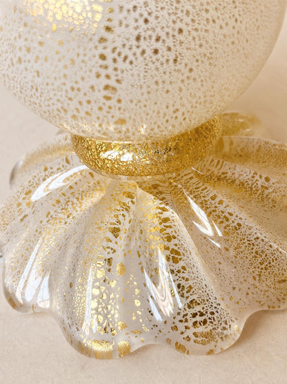 Vintage Italian Murano Glass Table Lamp with Gold Flecks, Venetian Gold Leaf — photo 4