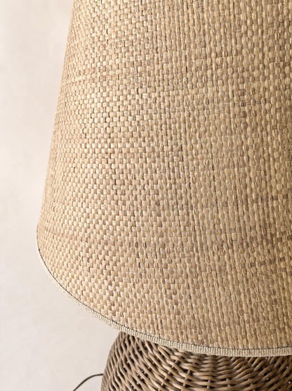 Vintage 70s Vivai del Sud Rattan Table Lamp with Brass Accents — photo 8