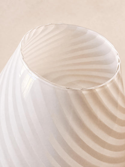 XL Vintage Italian 70s Murano Mushroom Table Lamp, White Swirl Opaline Glass — photo 3