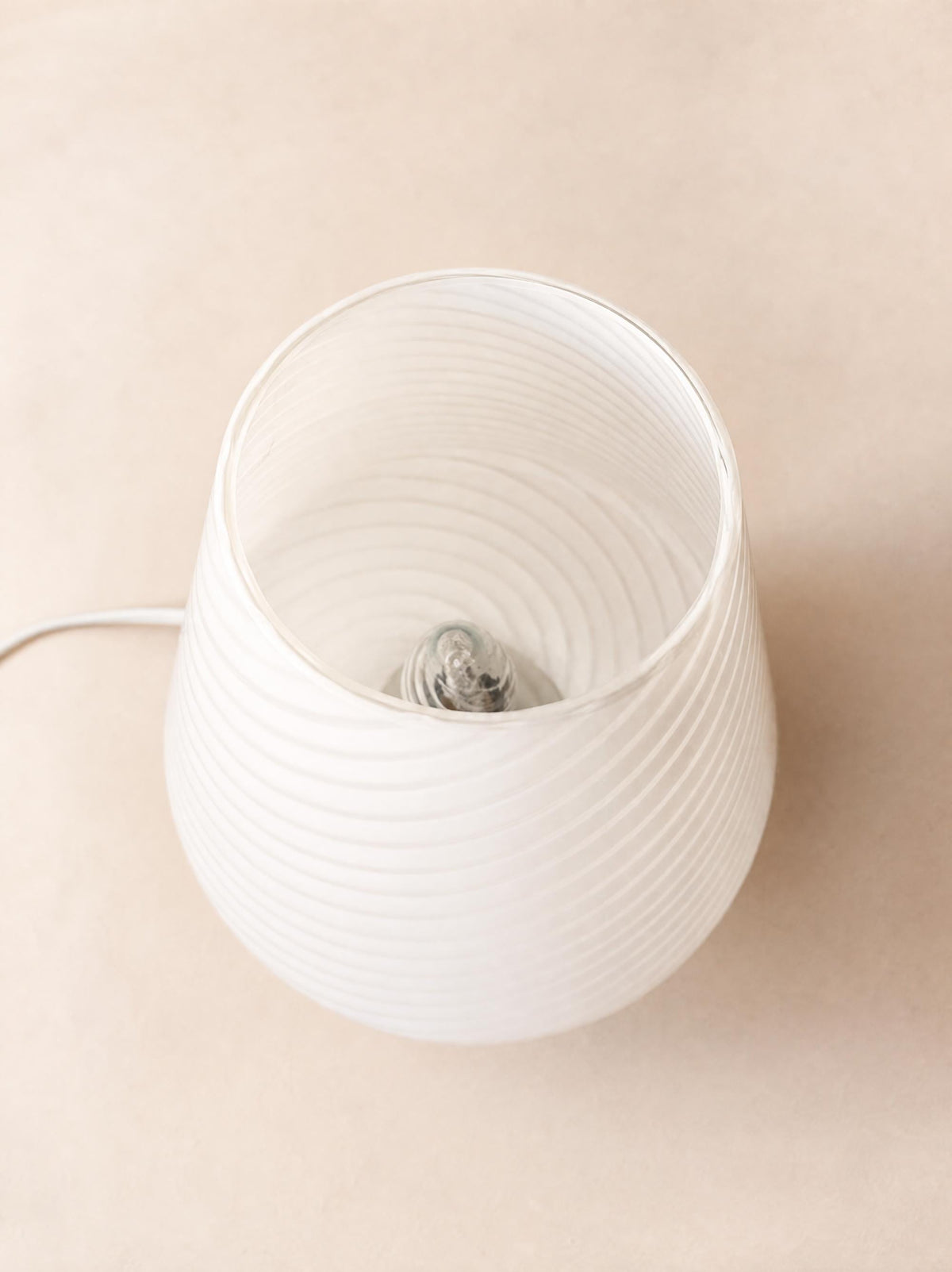Vintage Italian 70s Murano Mushroom Table Lamp, White Swirl Opaline Glass — photo 4
