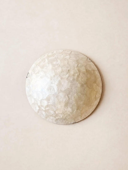 Vintage Capiz Shell Flush Mount Ceiling Light | Round Wall or Ceiling Lamp — photo 1