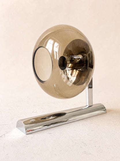 Gaetano Sciolari Vintage 70s Wall Sconces in Chrome and Smoked Glass — photo 4