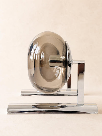 Gaetano Sciolari Vintage 70s Wall Sconces in Chrome and Smoked Glass — photo 11