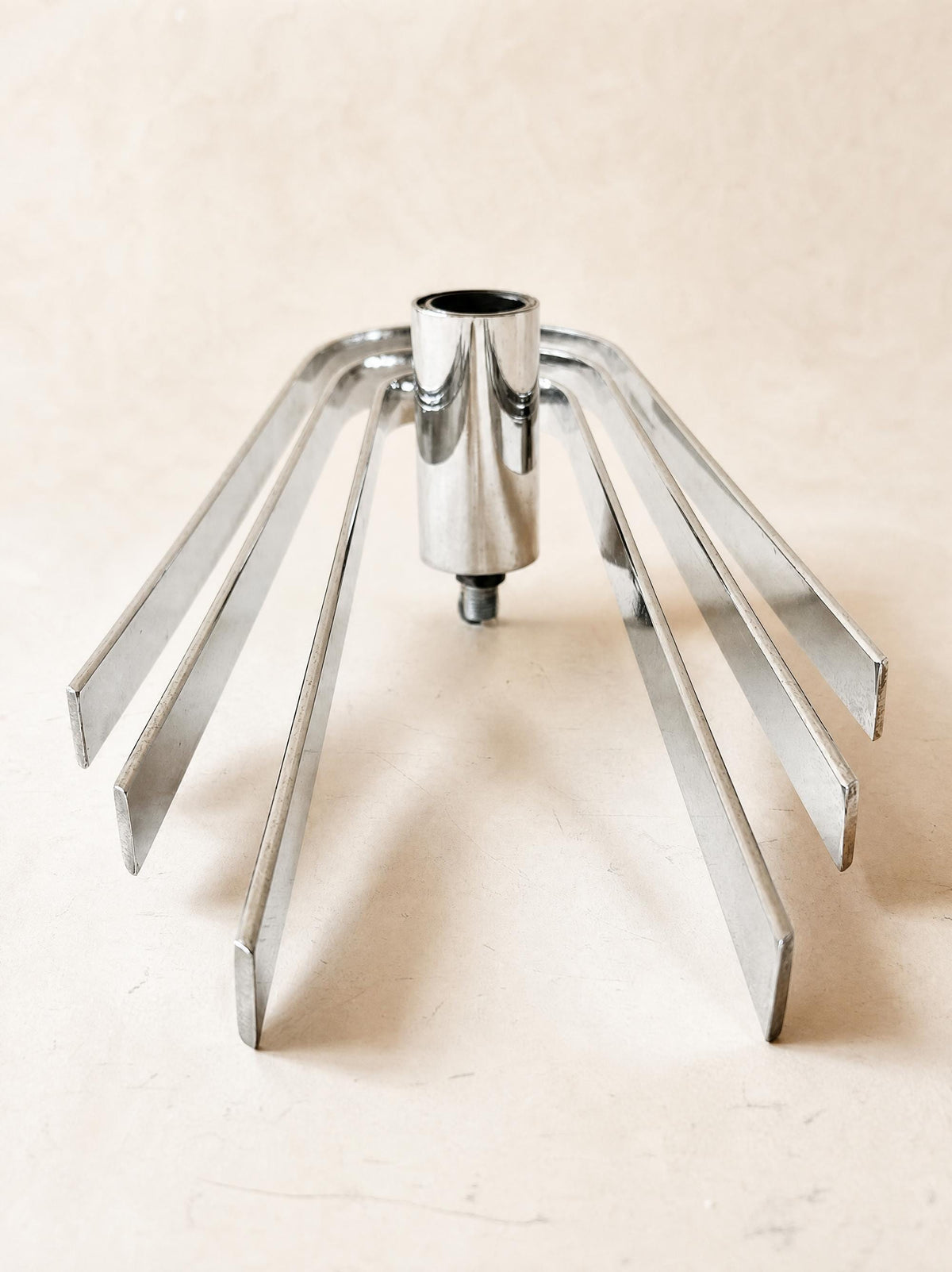 Pair of Vintage 70s French Chrome Wall Lights, Sculptural Sconces — photo 6