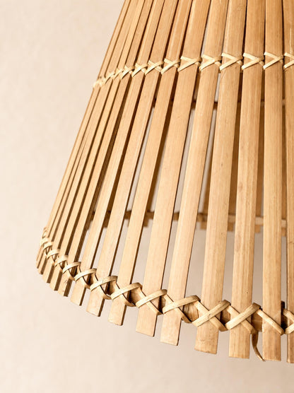 Pair of Vintage French 60s Handmade Bamboo Pendant Lampshades — photo 7
