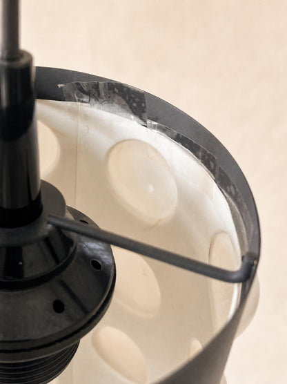 Vintage 70s Black Metal Pendant Light with White Dome Shades — photo 9
