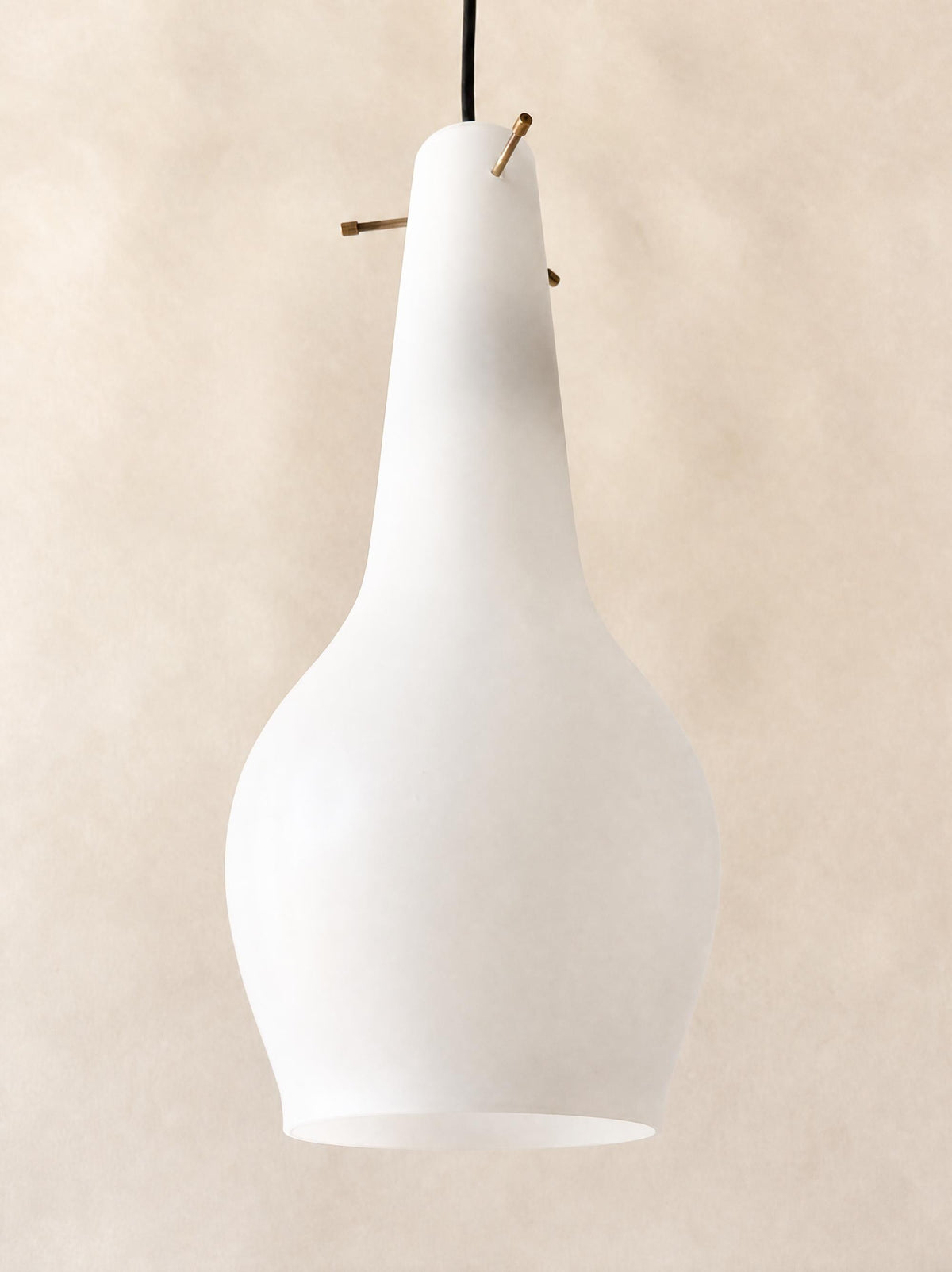Vintage Italian 60s Murano Glass Pendant Light, Frosted Hanging Lamp, Venini Style — photo 5