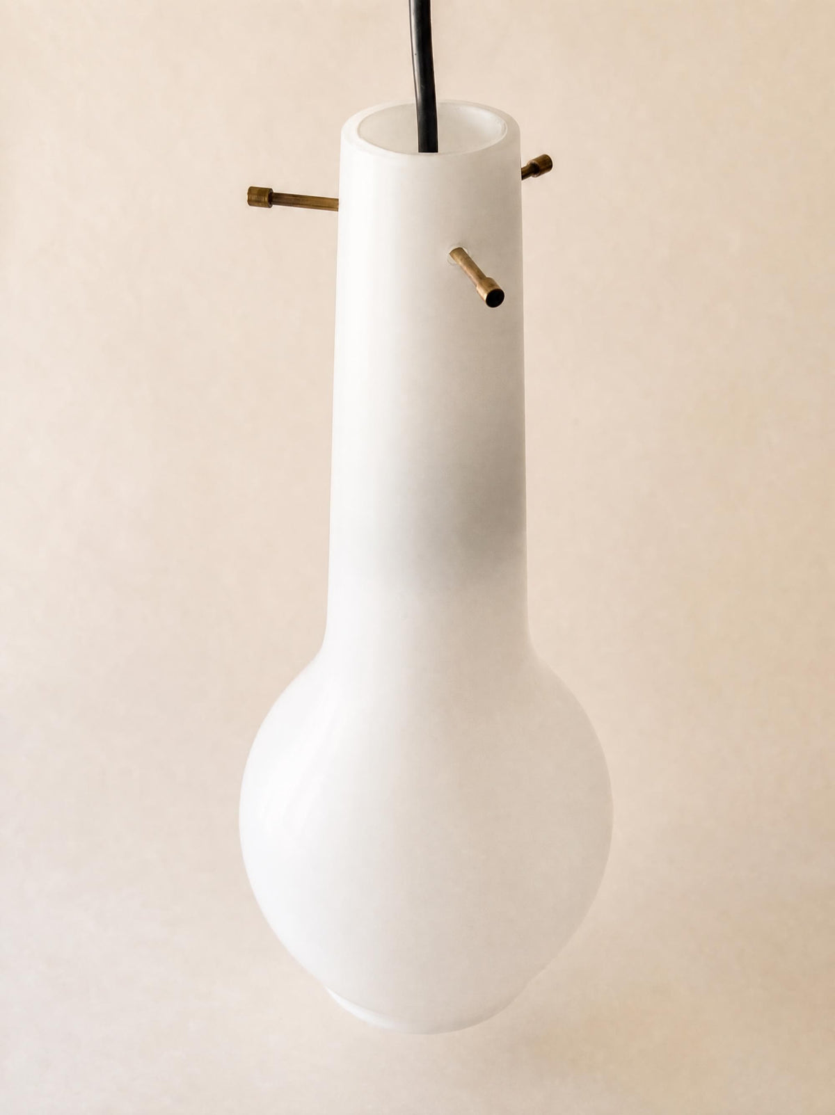 Vintage Italian 60s Murano Glass Pendant Light, Frosted Hanging Lamp, Venini Style — photo 4