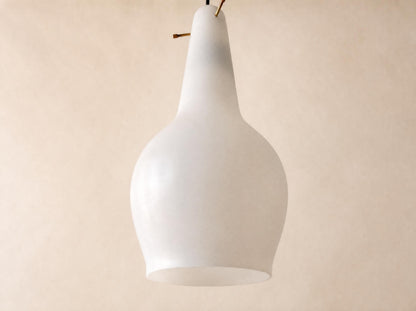 Vintage Italian 60s Murano Glass Pendant Light, Frosted Hanging Lamp, Venini Style — photo 6