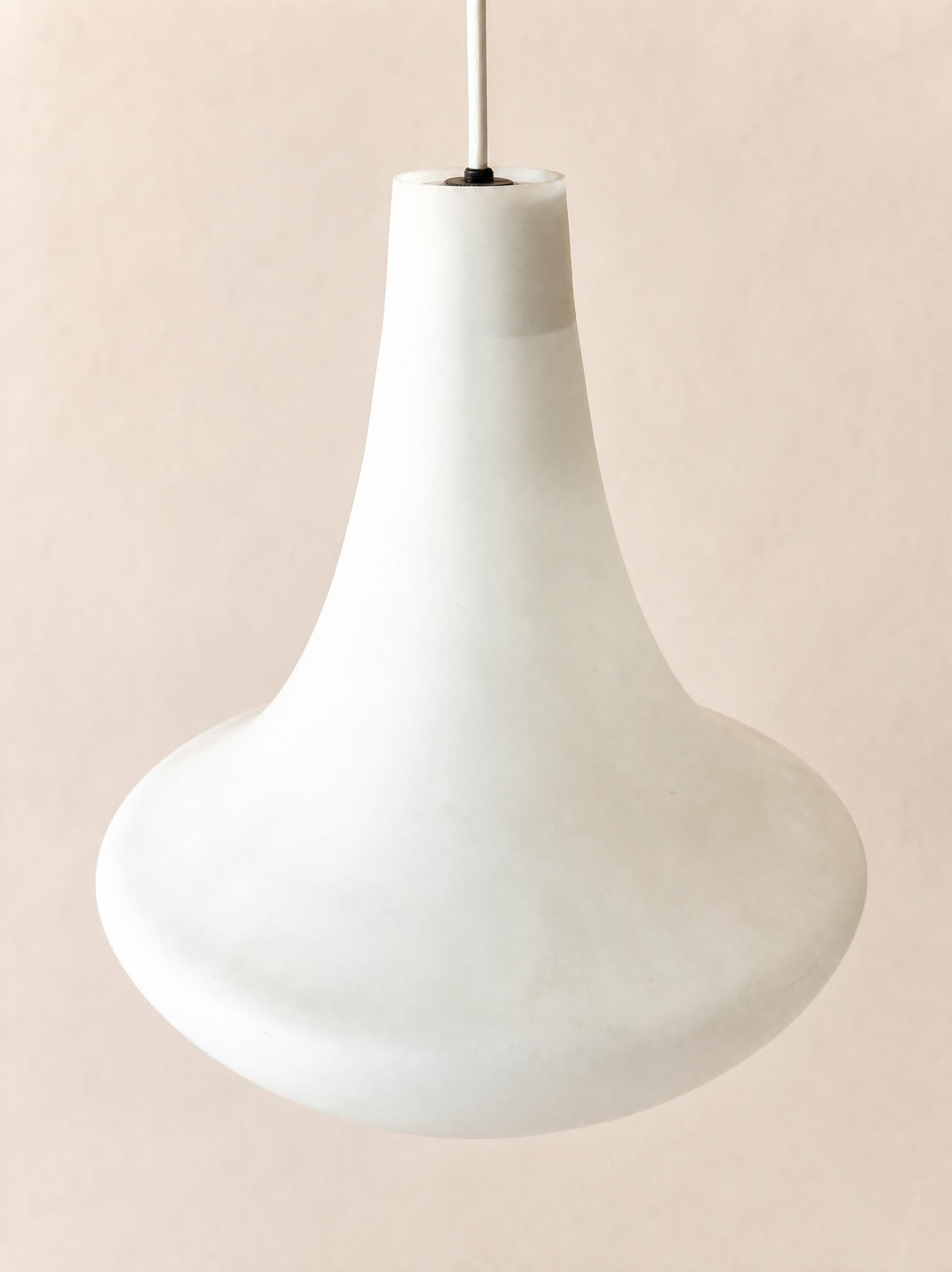 Vintage Italian 60s Murano Glass Pendant Light, Opaline Shade, Venini Style — photo 3