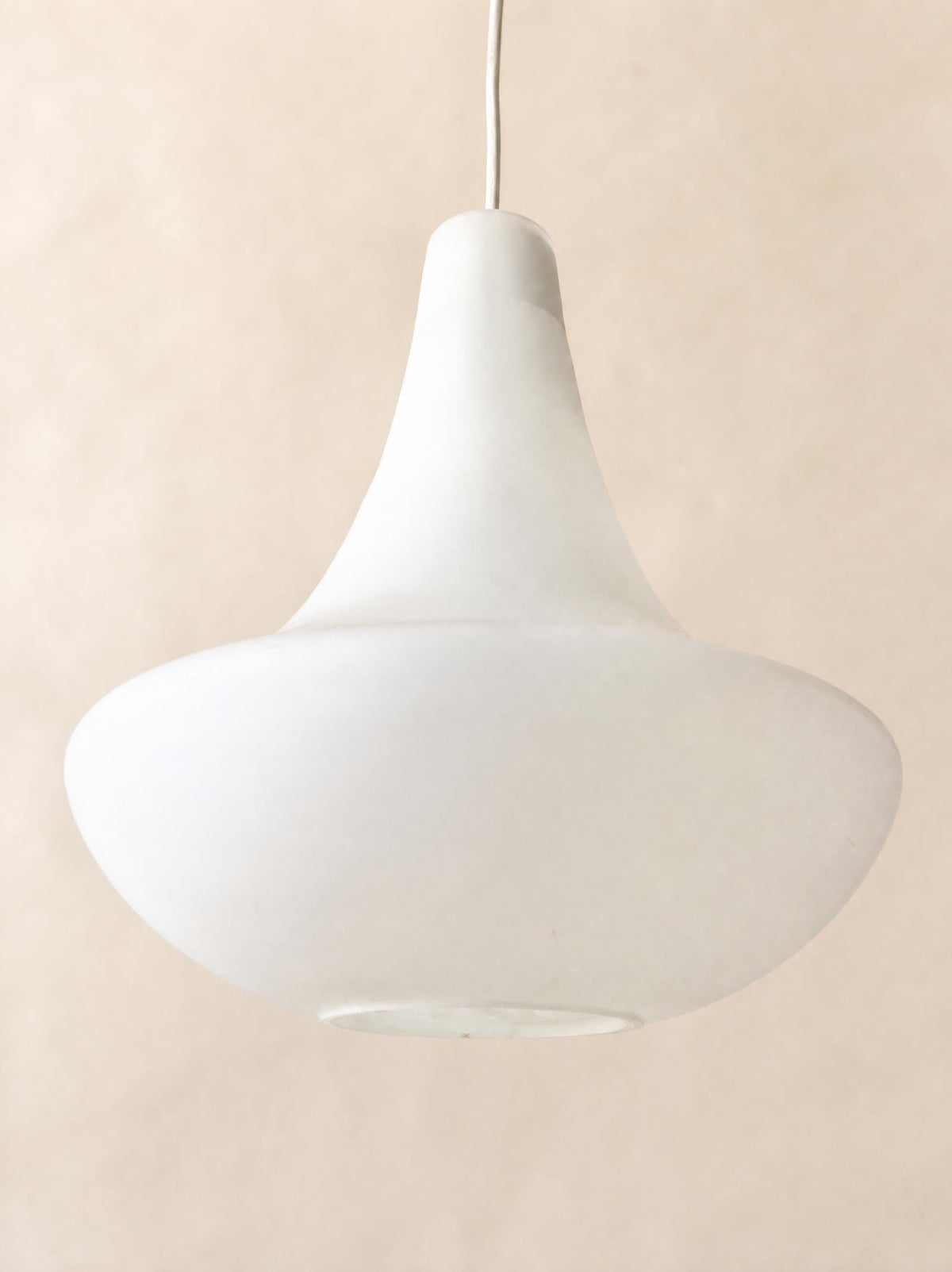Vintage Italian 60s Murano Glass Pendant Light, Opaline Shade, Venini Style — photo 2