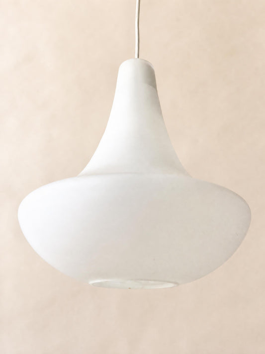 Vintage Italian 60s Murano Glass Pendant Light, Opaline Shade, Venini Style — photo 2