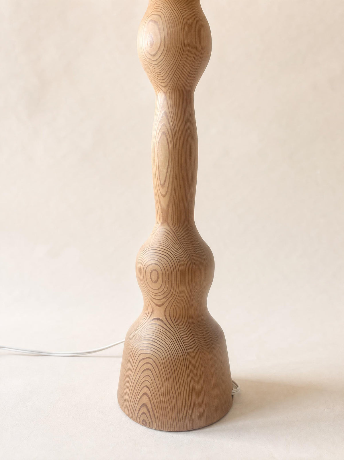 Large Danish Vintage Hand-Carved Wooden Table Lamp with Pleated Shade — photo 6