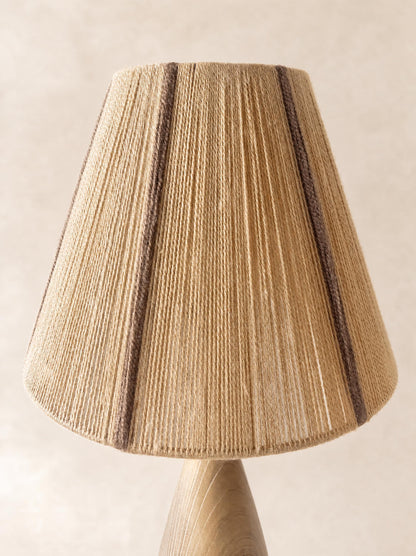 Vintage Turned Wood Table Lamp with String Shade, Scandinavian Style — photo 5