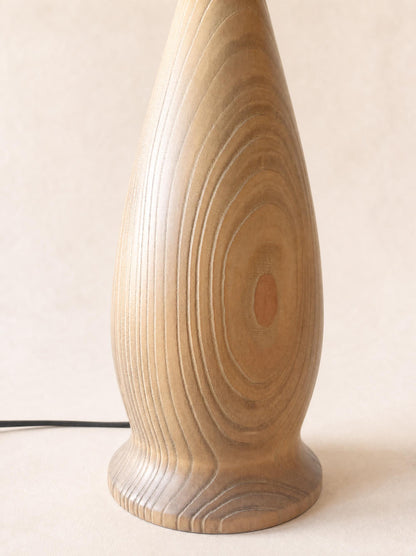 Vintage Turned Wood Table Lamp with String Shade, Scandinavian Style — photo 6